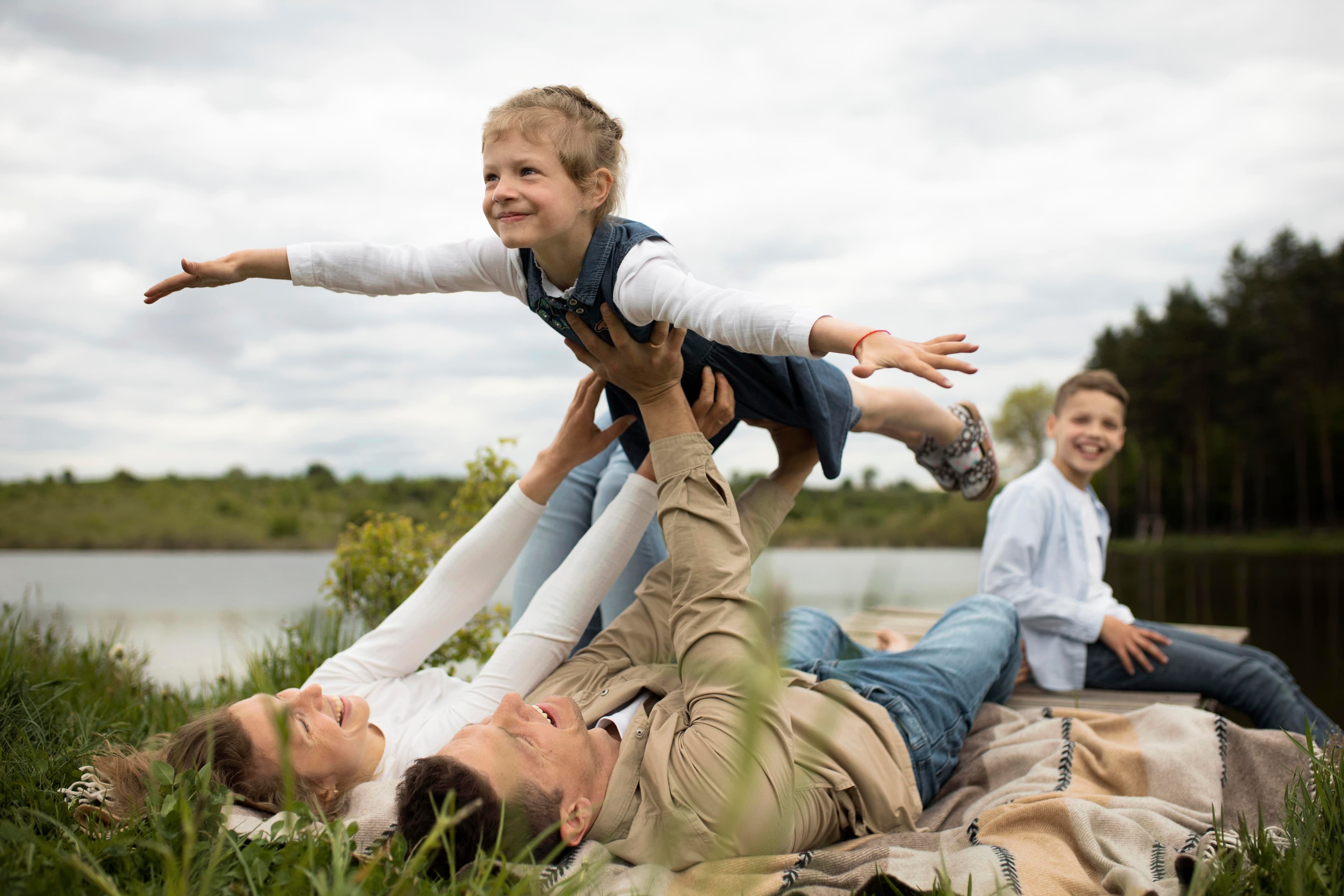 Happy family enjoying a moment together